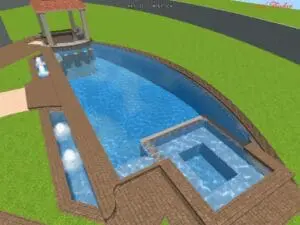 Pool and Hot Tub Combo Designs / Rectangular Pool With In-Built Hot Tub