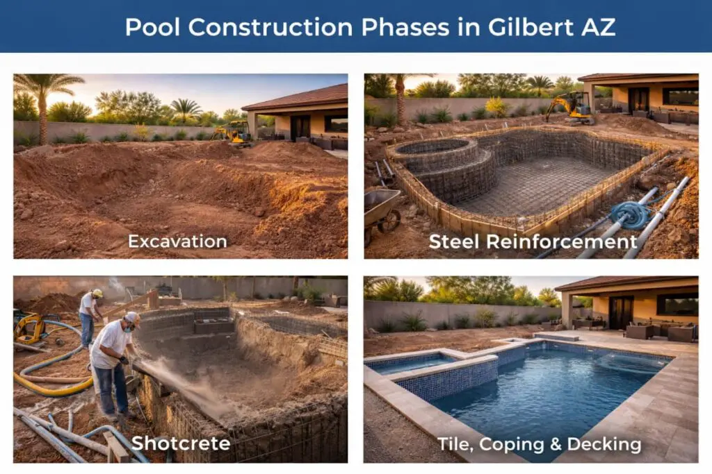 pool construction phases in gilbert az infogrpahic