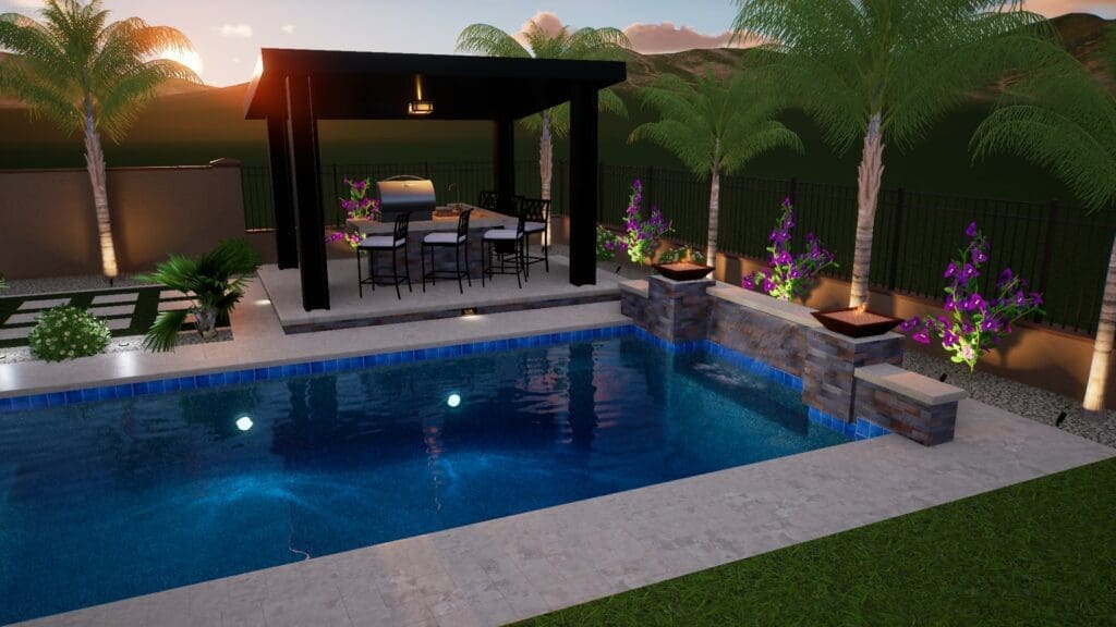 Pool, Spa with Outdoor Kitchen Ideas